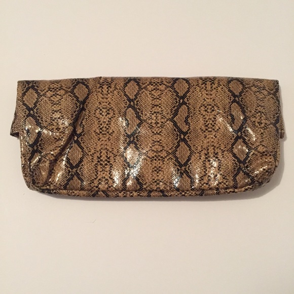 Beige Python Print Clutch - Picture 2 of 5